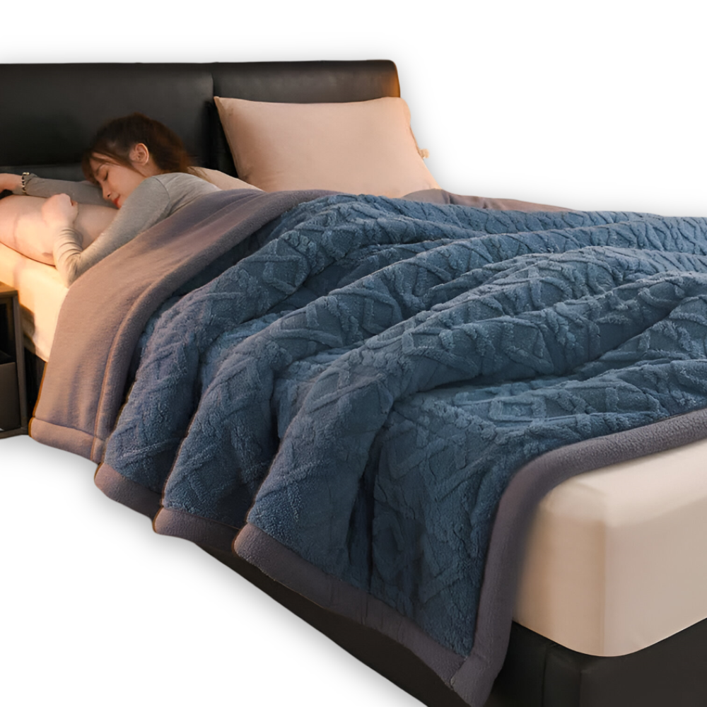 Dubbelvävd mikrofiberfleece-filt – varm filt för hemmet, maskintvättbar