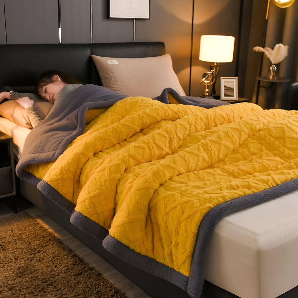 Dubbelvävd mikrofiberfleece-filt – varm filt för hemmet, maskintvättbar