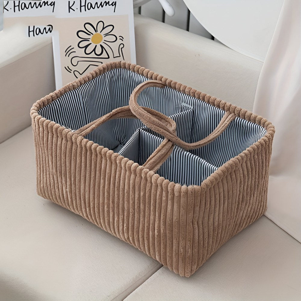 Förvaringskorg i Polyester (38x26x18cm) – Blöjorganisatör & Baby-korg med Fack