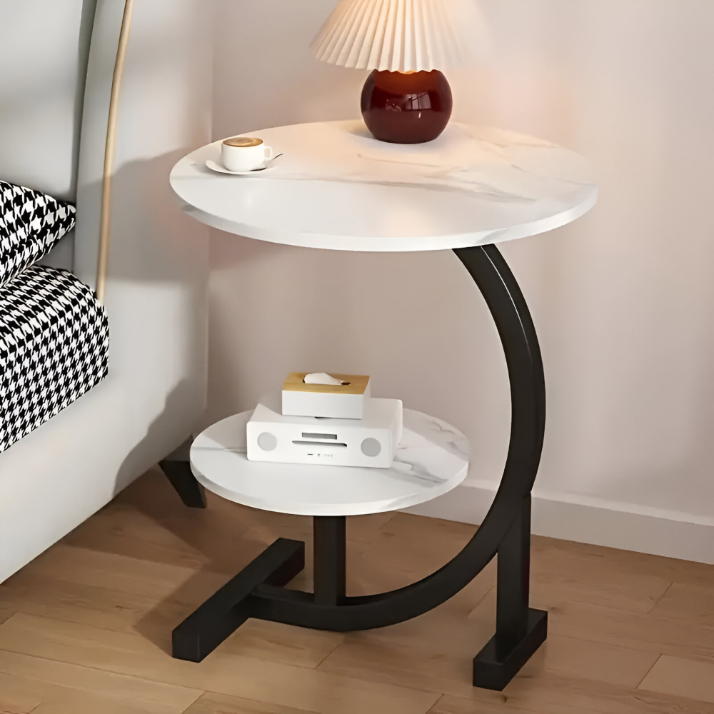 Bärbart Mini Sidobord med Dubbel Lager - Stilfullt Heminredningsaccessoar