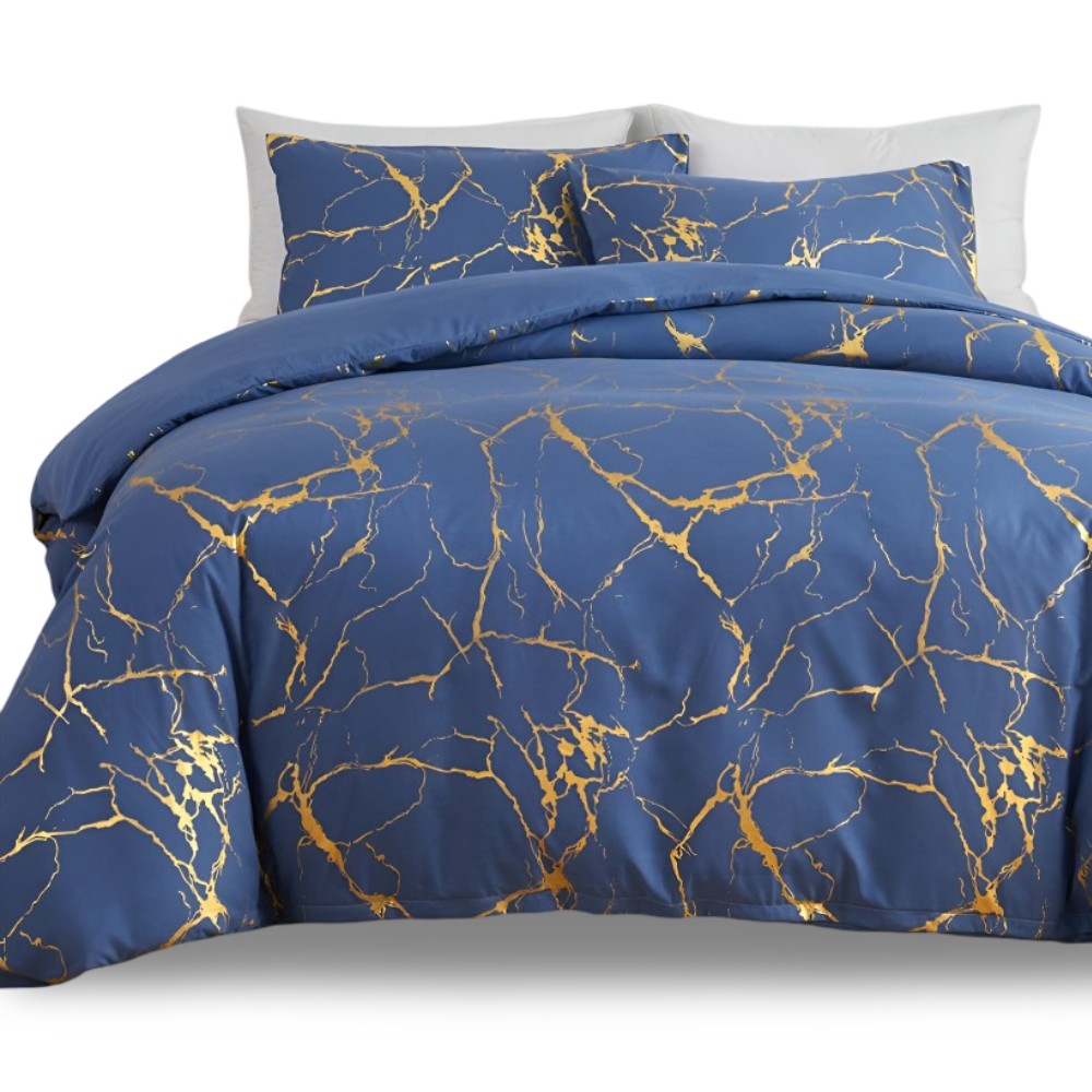 Premium Marmor Mönster Duntäcke Set för Ultimat Komfort