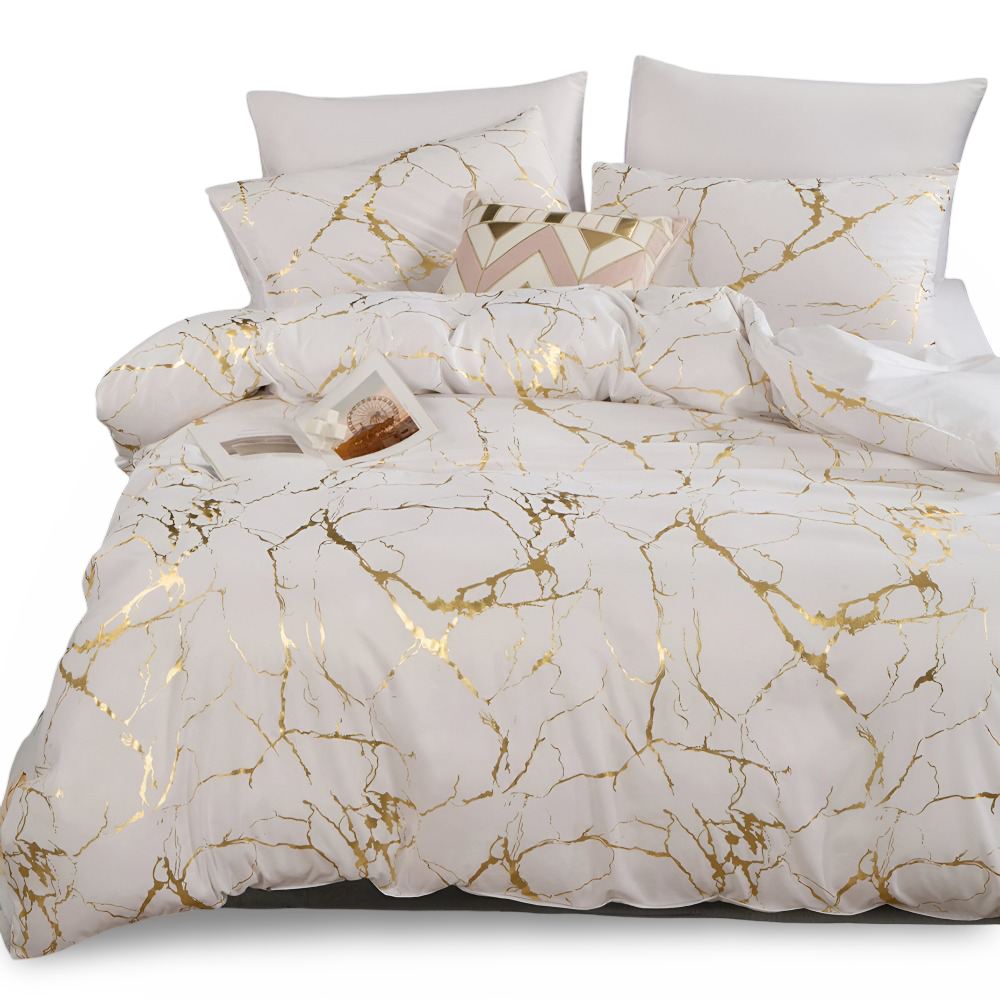Premium Marmor Mönster Duntäcke Set för Ultimat Komfort