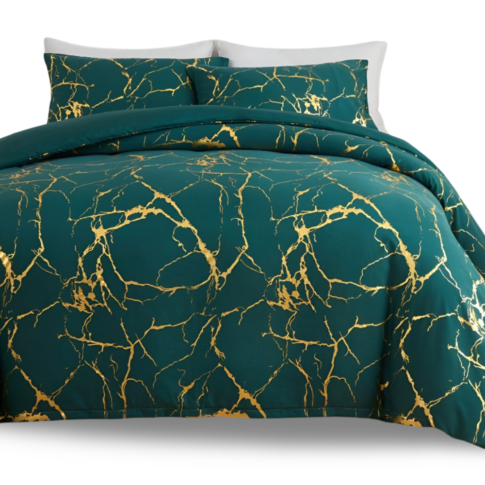 Premium Marmor Mönster Duntäcke Set för Ultimat Komfort