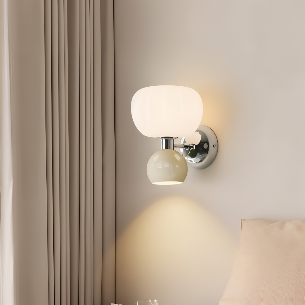Pumpk Vägglampa - Krämig Pumpa Vägglampa - Vägglampdesign för Sovrum - Minimalistiska LED Vägglampor