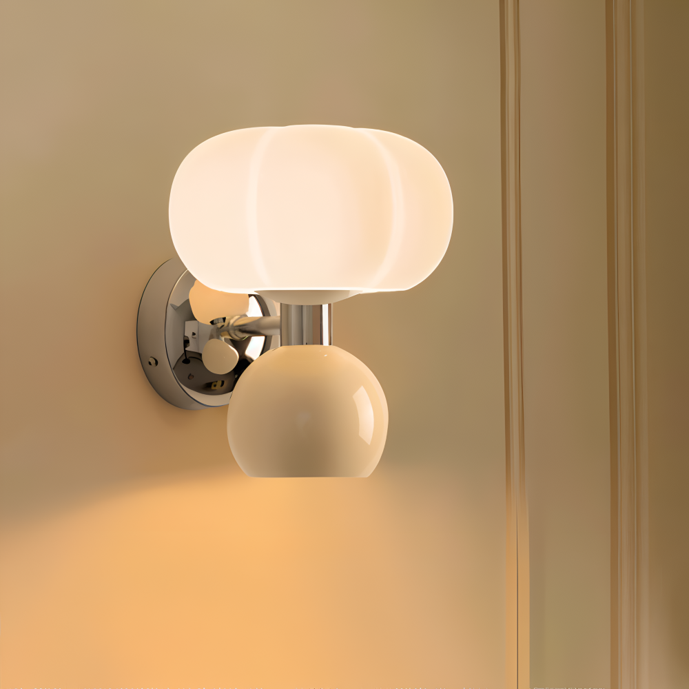 Pumpk Vägglampa - Krämig Pumpa Vägglampa - Vägglampdesign för Sovrum - Minimalistiska LED Vägglampor