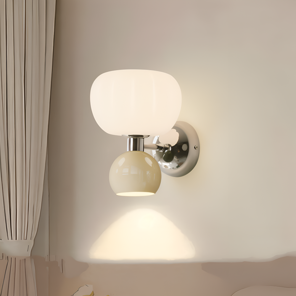 Pumpk Vägglampa - Krämig Pumpa Vägglampa - Vägglampdesign för Sovrum - Minimalistiska LED Vägglampor
