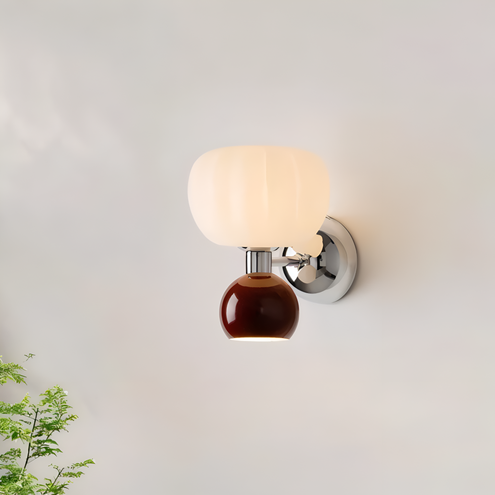 Pumpk Vägglampa - Krämig Pumpa Vägglampa - Vägglampdesign för Sovrum - Minimalistiska LED Vägglampor