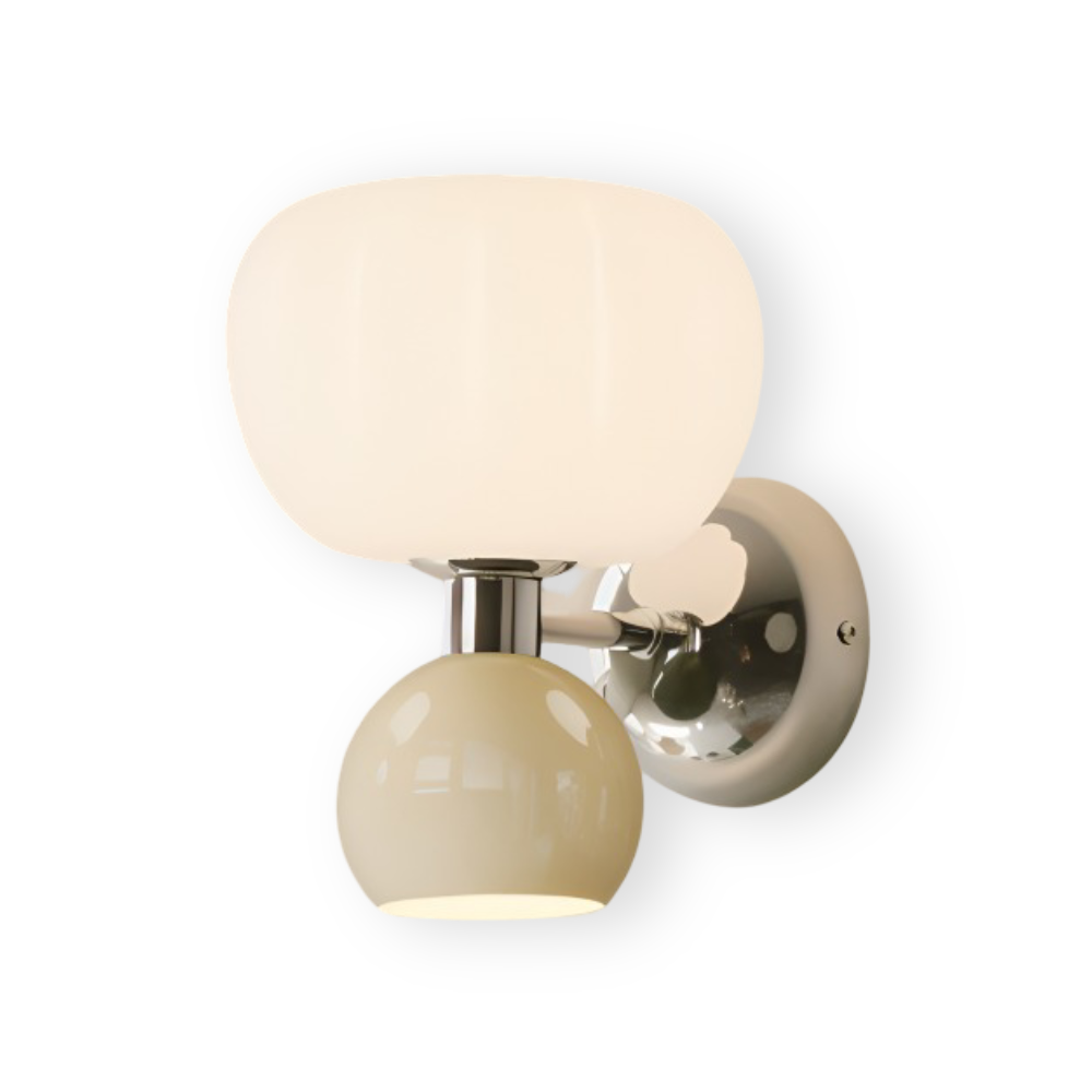 Pumpk Vägglampa - Krämig Pumpa Vägglampa - Vägglampdesign för Sovrum - Minimalistiska LED Vägglampor