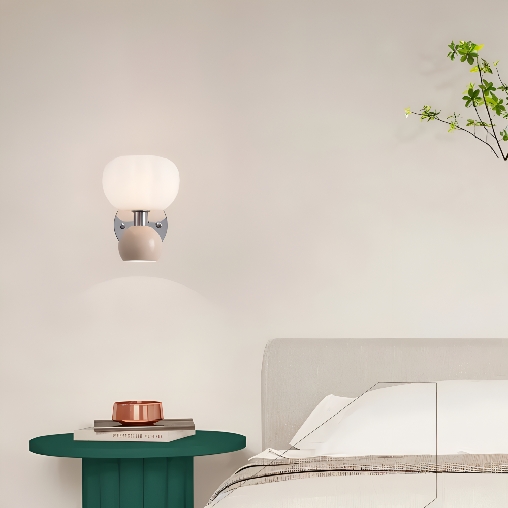 Pumpk Vägglampa - Krämig Pumpa Vägglampa - Vägglampdesign för Sovrum - Minimalistiska LED Vägglampor