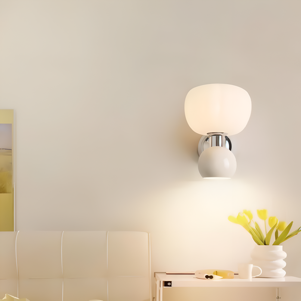 Pumpk Vägglampa - Krämig Pumpa Vägglampa - Vägglampdesign för Sovrum - Minimalistiska LED Vägglampor