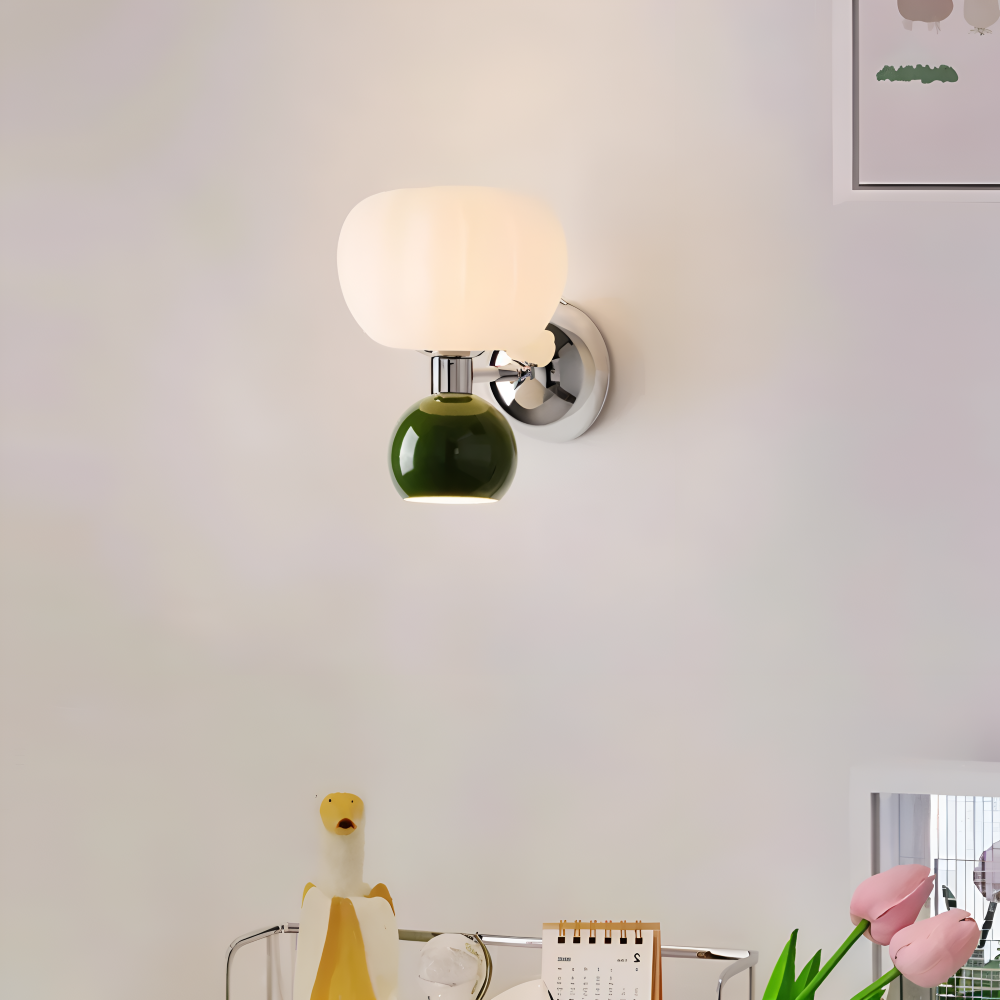 Pumpk Vägglampa - Krämig Pumpa Vägglampa - Vägglampdesign för Sovrum - Minimalistiska LED Vägglampor