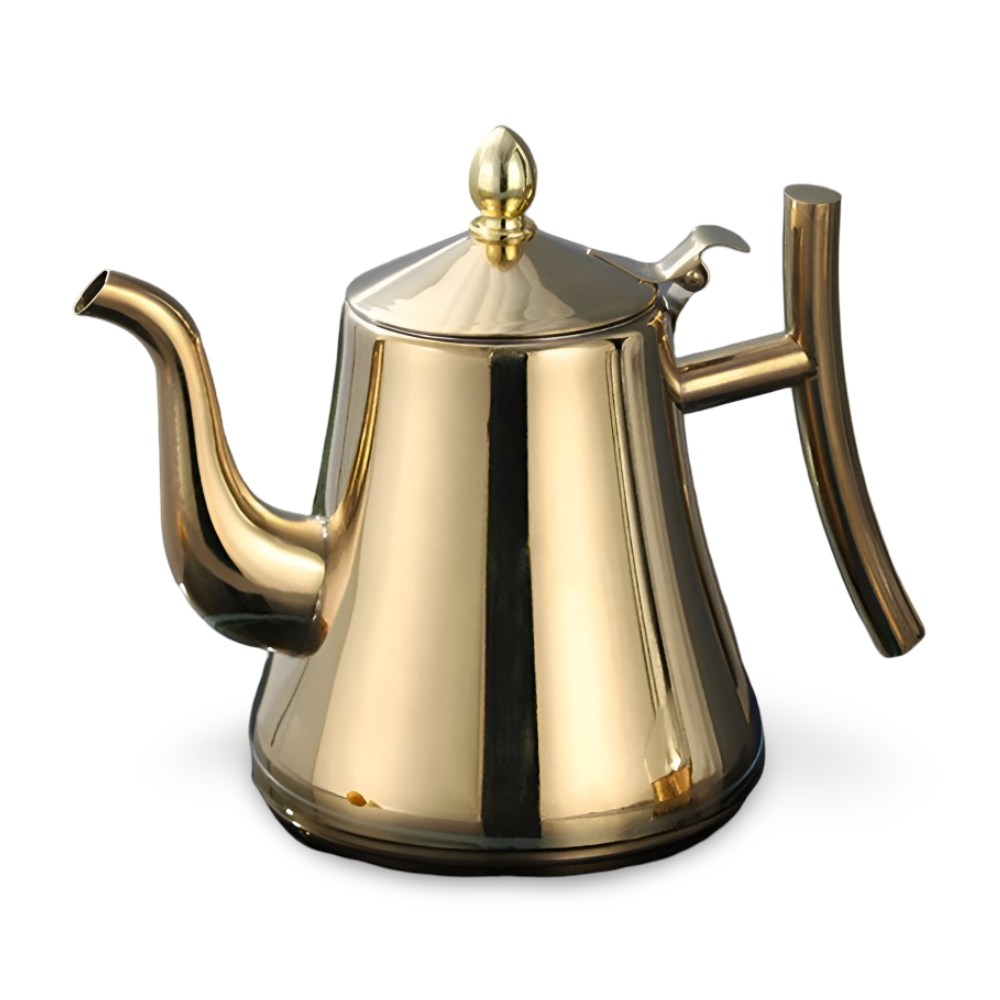 PurePour Teekanna - 1L / 1.5L Guld Teekanna - Rostfri Teekanna med Multifunktionsfilter