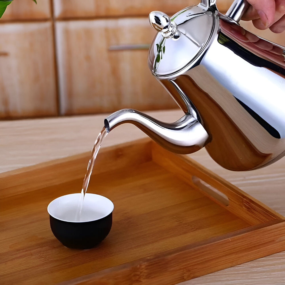 PurePour Teekanna - 1L / 1.5L Guld Teekanna - Rostfri Teekanna med Multifunktionsfilter