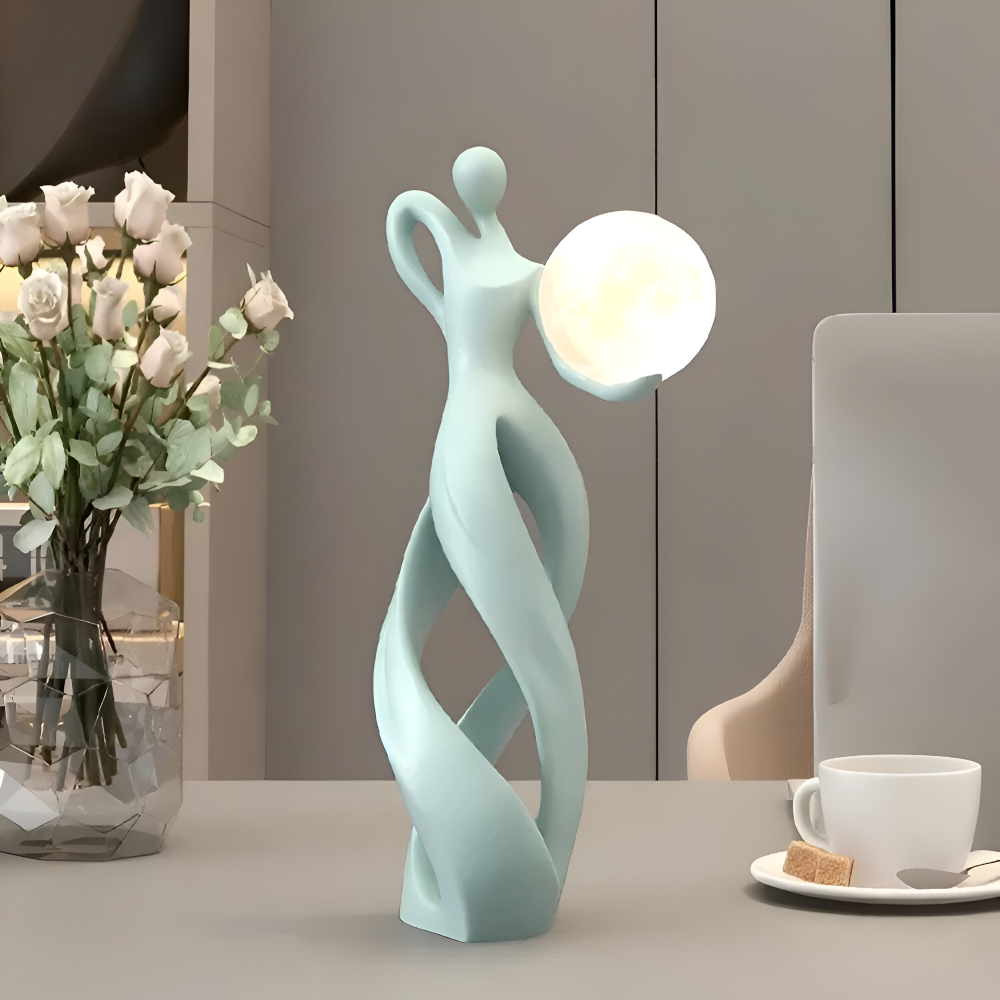 Resin Abstrakta Flicka Dekorativa Figurer - Belyst Harzskulptur för Stilfull Inredning och Bordaccent