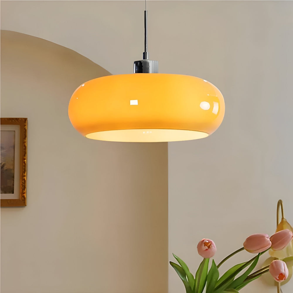 Retro Minimalistisk Bauhaus Glas Pendellampa - Modern Cirkelformad Hänglampa