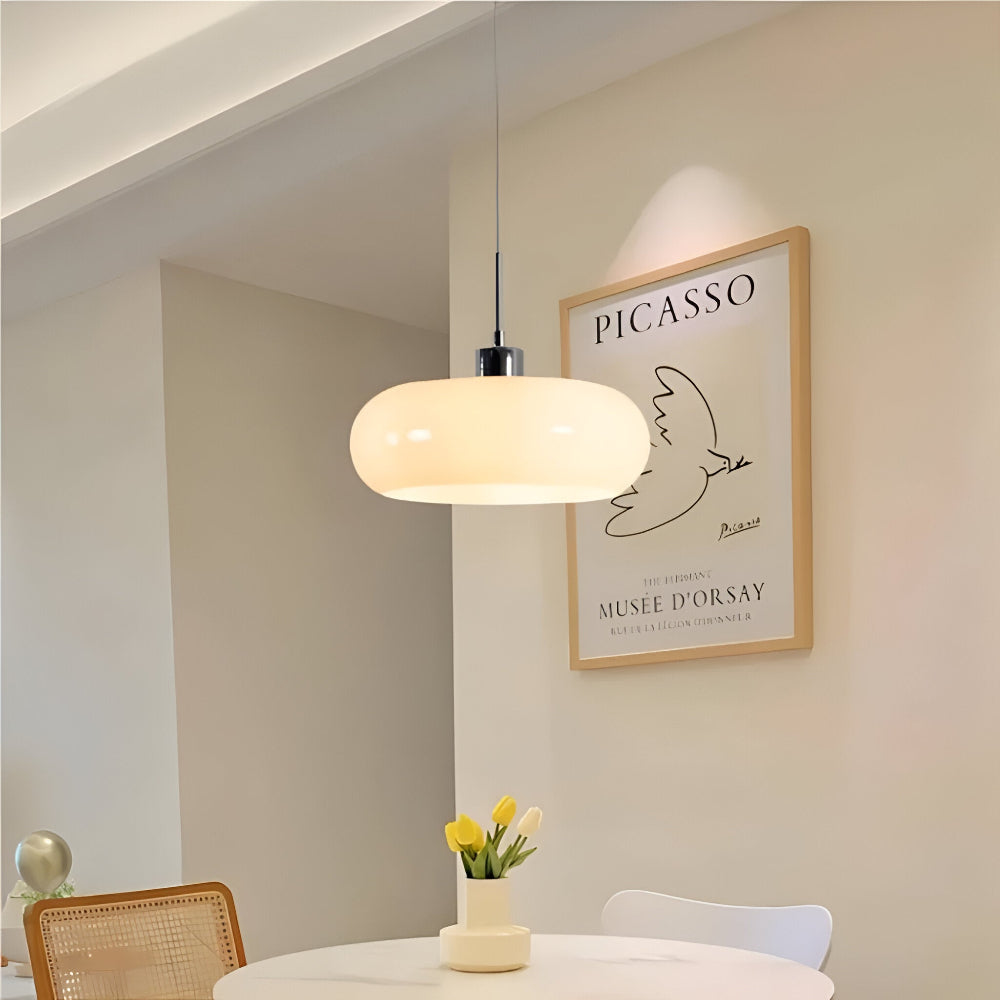 Retro Minimalistisk Bauhaus Glas Pendellampa - Modern Cirkelformad Hänglampa