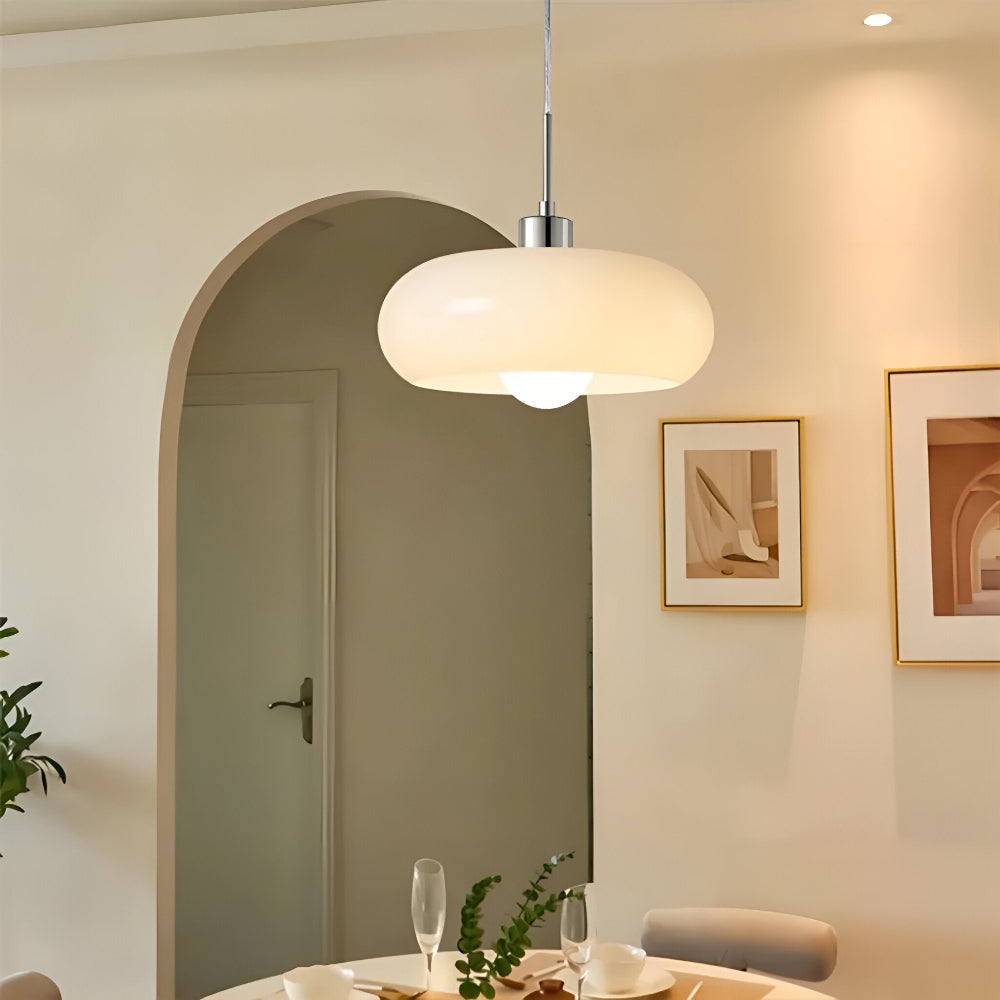 Retro Minimalistisk Bauhaus Glas Pendellampa - Modern Cirkelformad Hänglampa