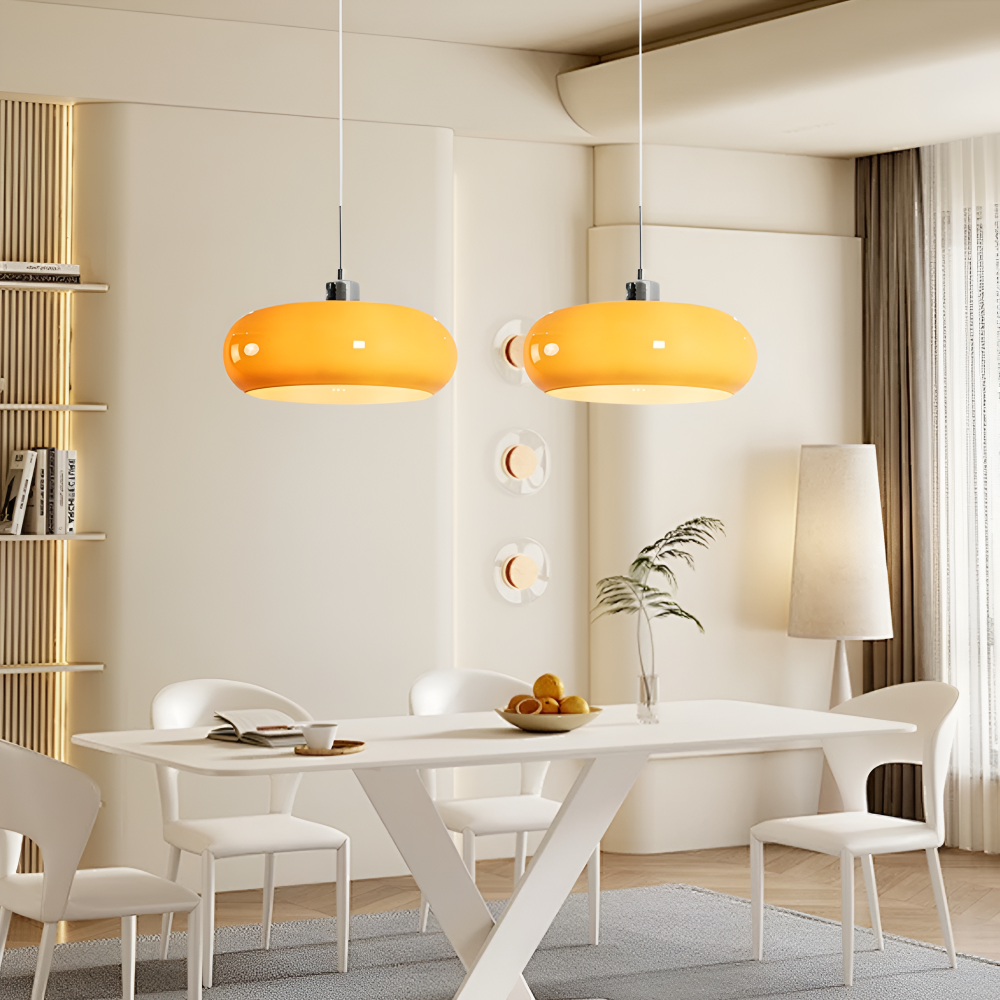 Retro Minimalistisk Bauhaus Glas Pendellampa - Modern Cirkelformad Hänglampa