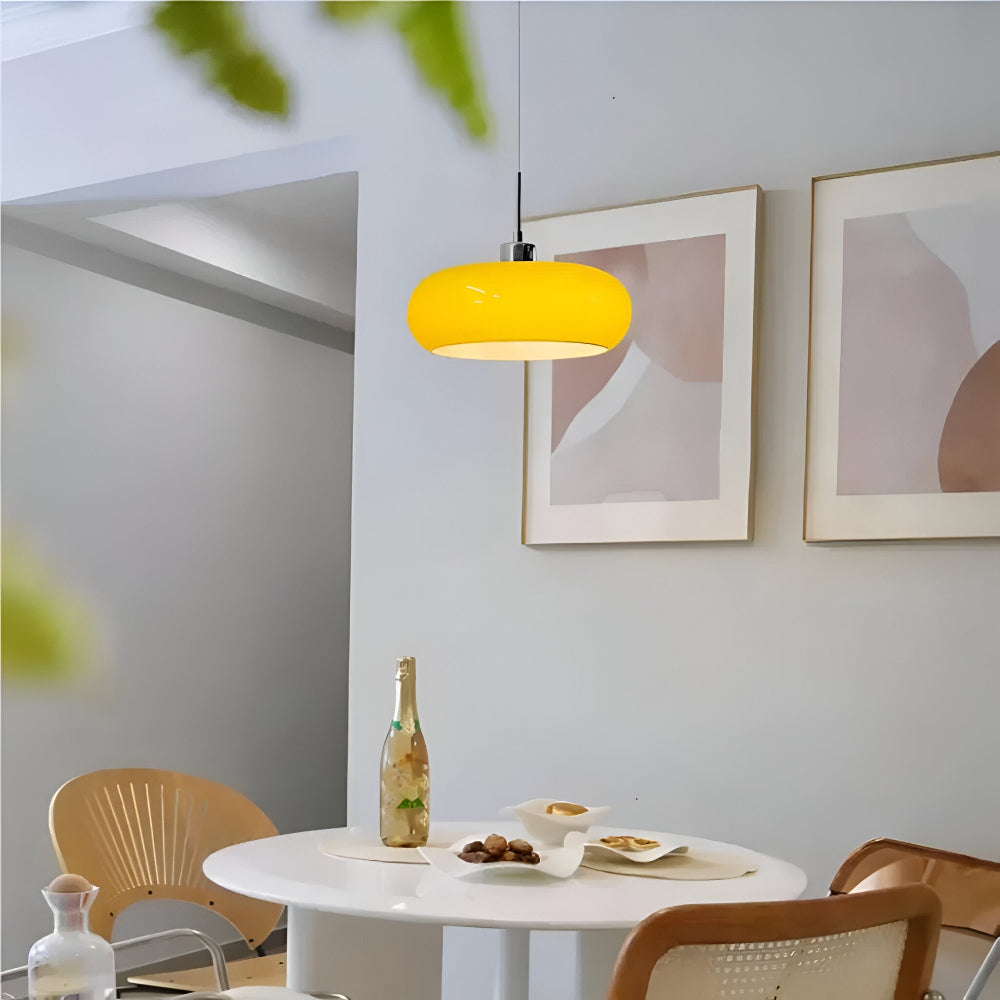 Retro Minimalistisk Bauhaus Glas Pendellampa - Modern Cirkelformad Hänglampa