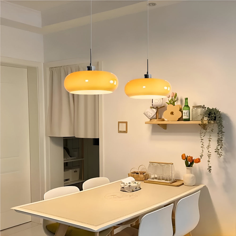 Retro Minimalistisk Bauhaus Glas Pendellampa - Modern Cirkelformad Hänglampa