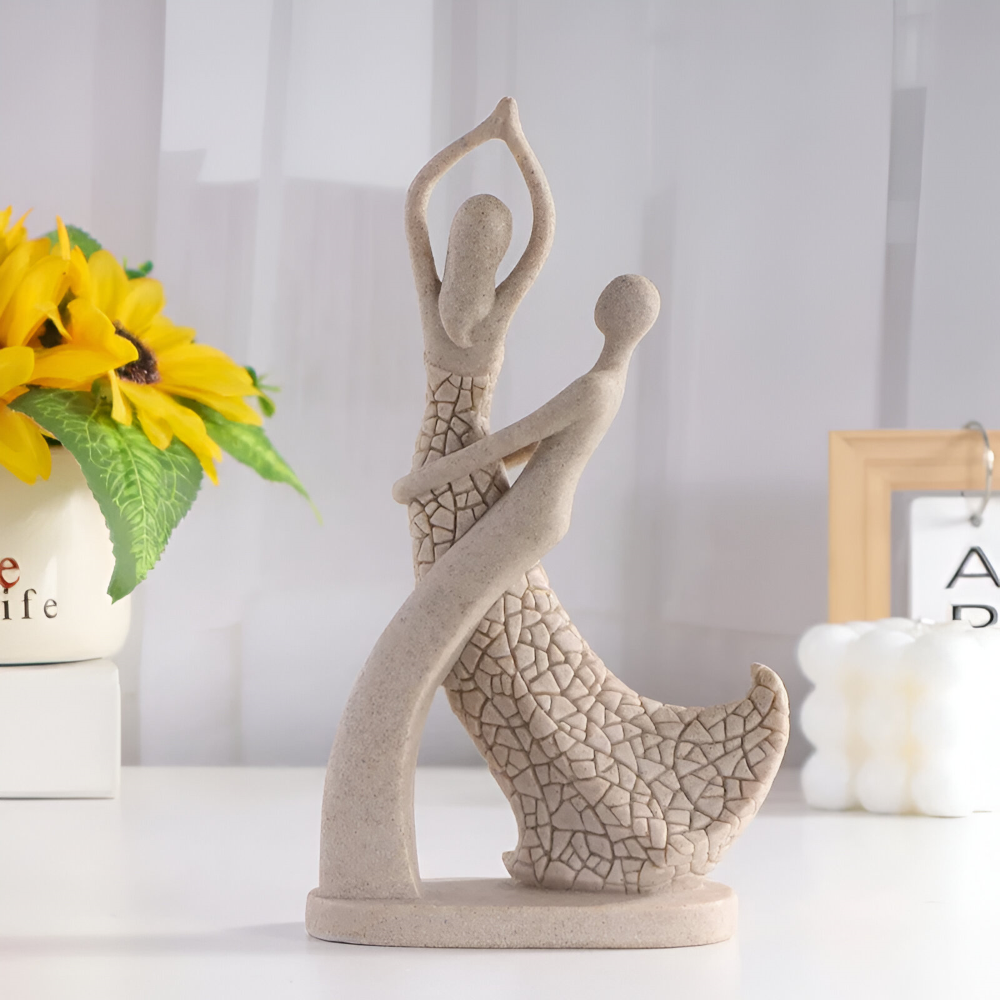 Romantiska Sandstenspar Dekor Figurer - Elegant Resin Staty för Heminredning