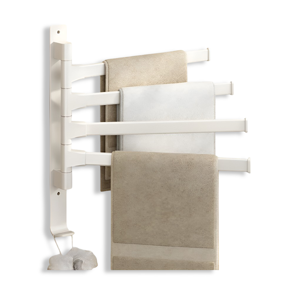 Roterande Handdukshållare - Aluminium Handdukstänger med 1-5 Armar - Svängbar & Platsbesparande, Svart/Grå/Vit