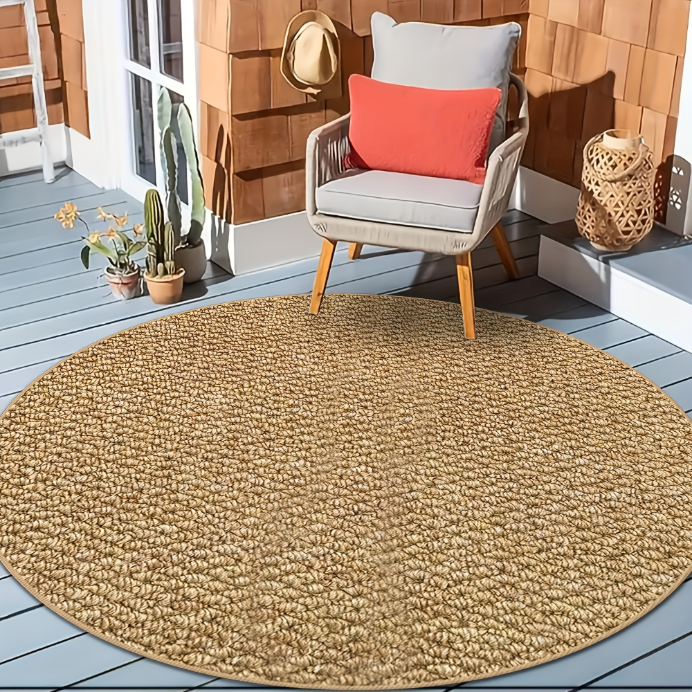 Rund Stickad Polyestermatta - Mjuk Boho-Matta För Sovrum Och Vardagsrum - 800 g/m² - Vanlig, Tvättbar 7