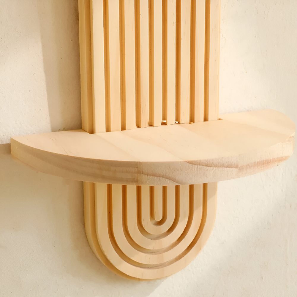 Moderna Geometriska Vägghyllor i Trä, 35cm