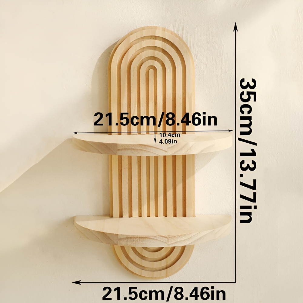 Moderna Geometriska Vägghyllor i Trä, 35cm