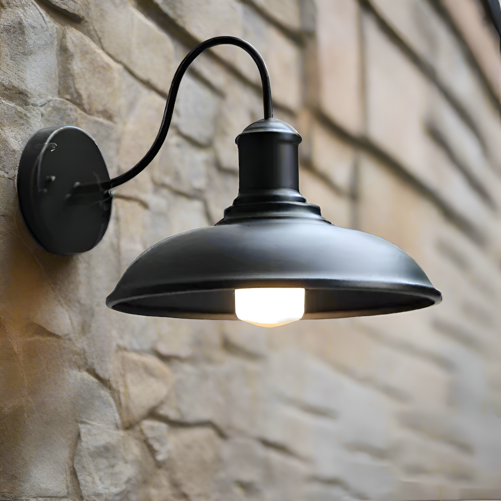 Rustik Järn Vägglampa - Utomhusvägglampa Skål-design för Industriell Belysning