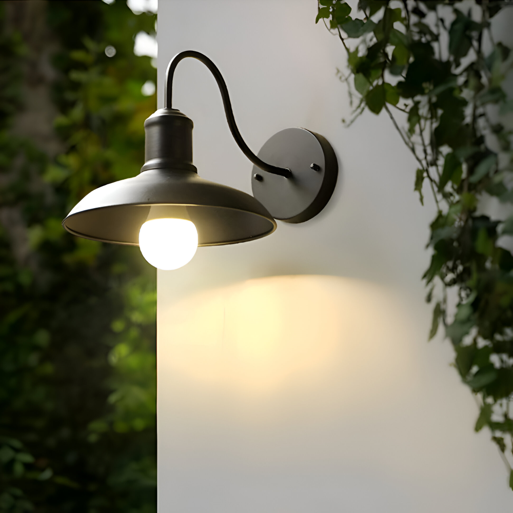 Rustik Järn Vägglampa - Utomhusvägglampa Skål-design för Industriell Belysning
