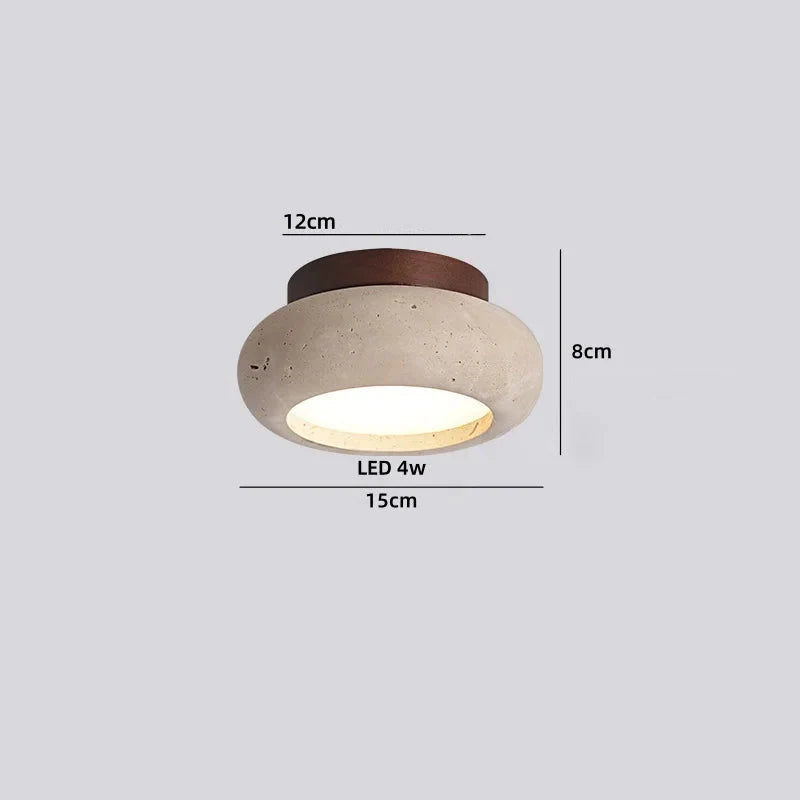 Plafondlampa Travertin Och Trä Med Integrerad Led