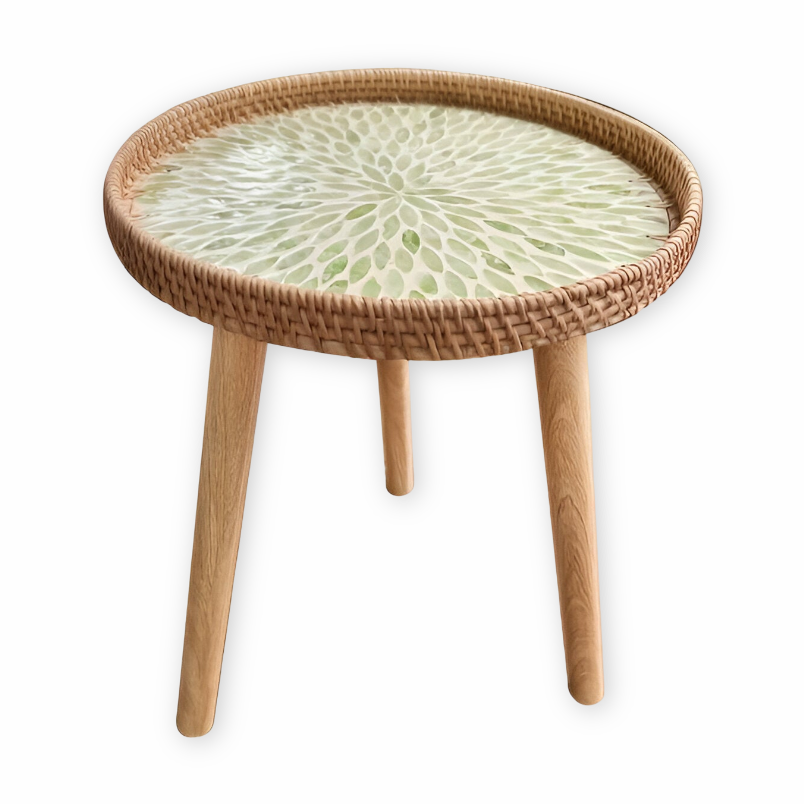 Scandi Soffbord - Handgjort Rattan Soffbord Runt - Soffbord i trä