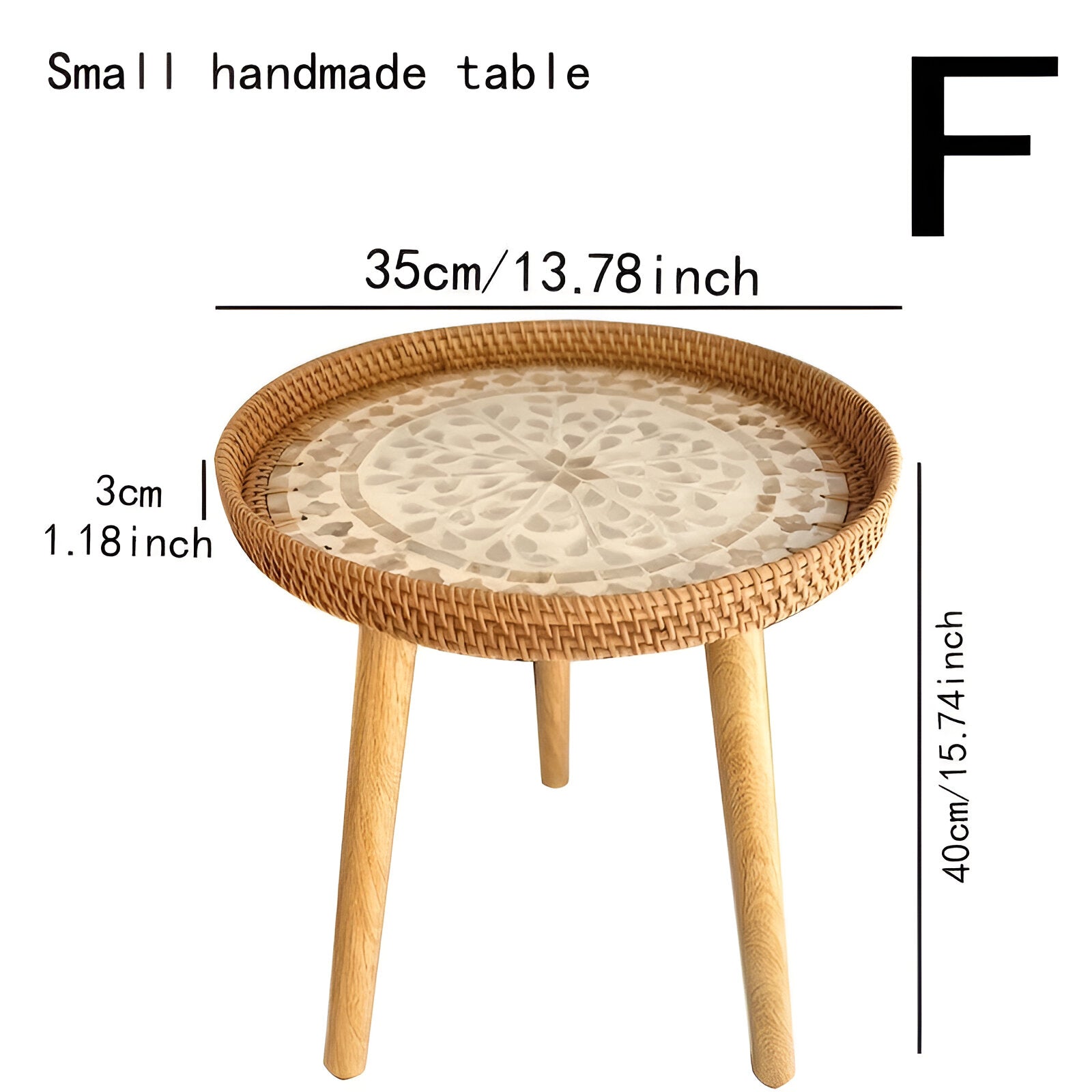Scandi Soffbord - Handgjort Rattan Soffbord Runt - Soffbord i trä