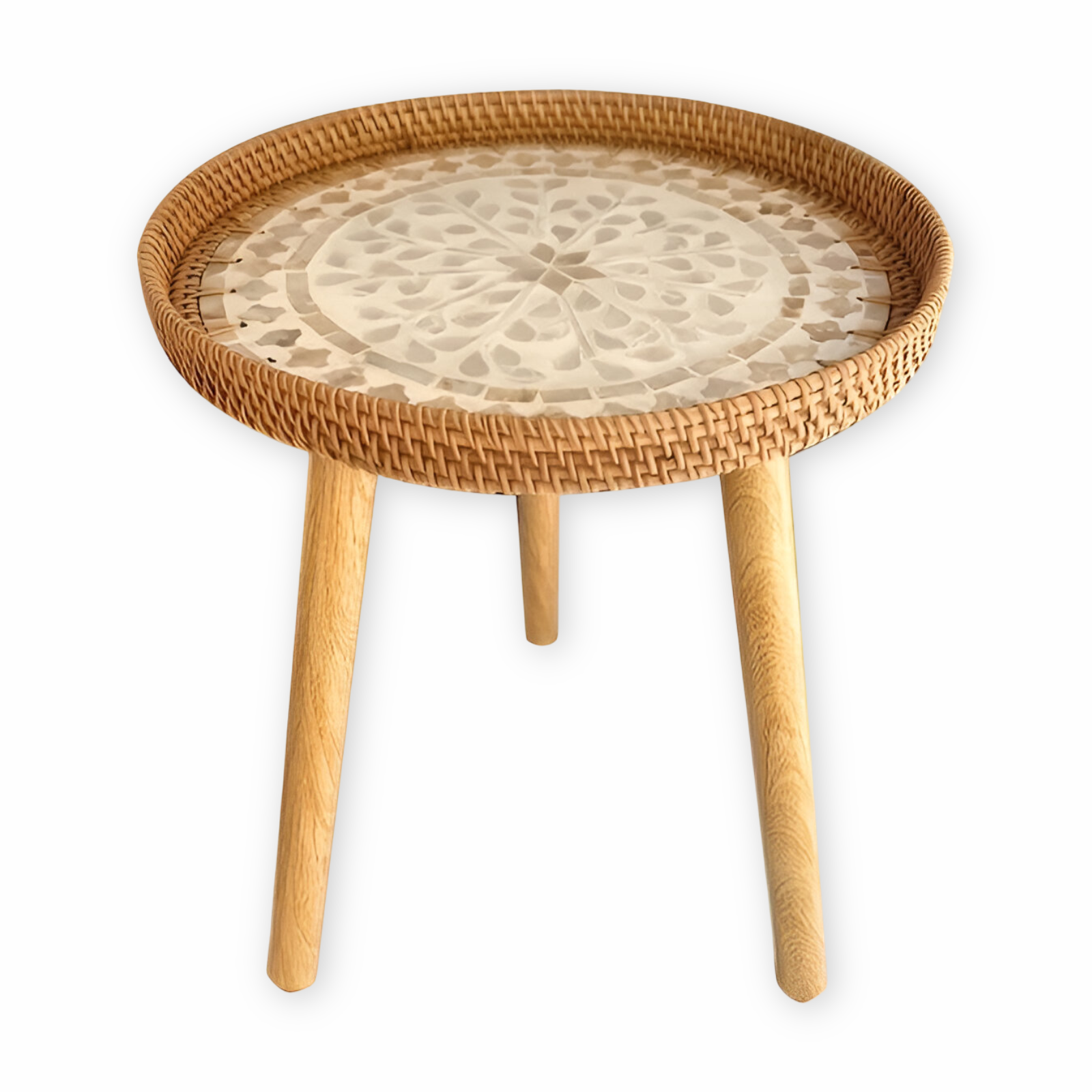 Scandi Soffbord - Handgjort Rattan Soffbord Runt - Soffbord i trä