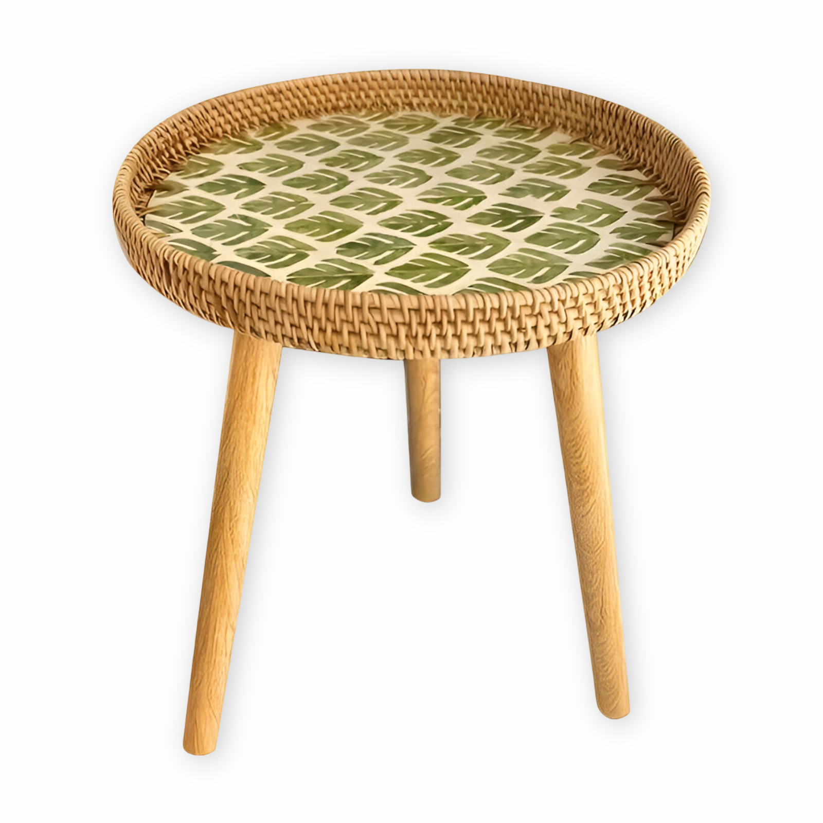 Scandi Soffbord - Handgjort Rattan Soffbord Runt - Soffbord i trä