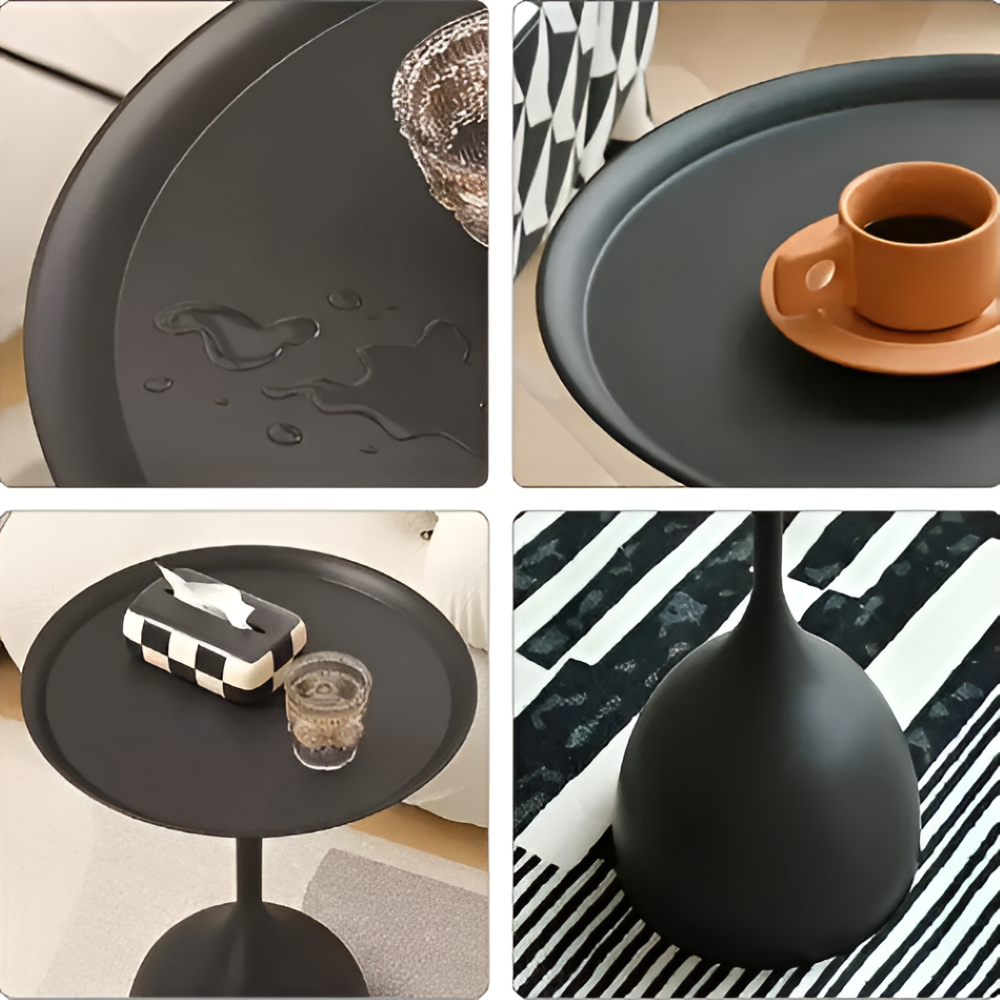 Skandinavisk Rund Metall Sidobord - Modernt Minimalistiskt Design Akzentbord