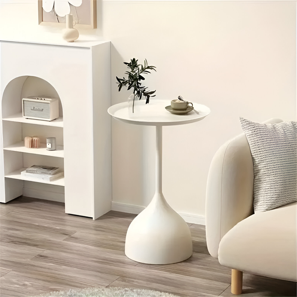 Skandinavisk Rund Metall Sidobord - Modernt Minimalistiskt Design Akzentbord