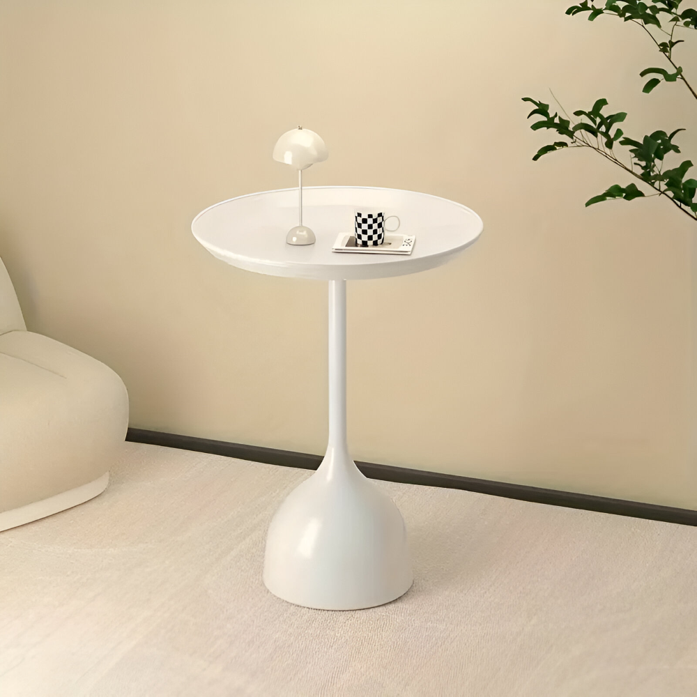 Skandinavisk Rund Metall Sidobord - Modernt Minimalistiskt Design Akzentbord