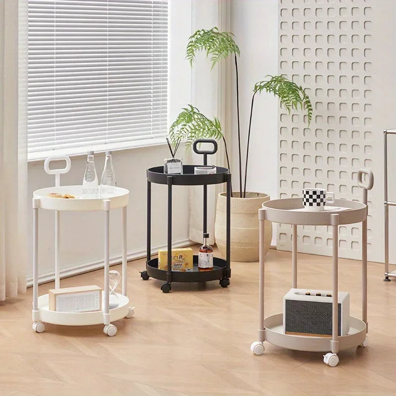 Rullvagn med 2 hyllplan och hjul i stilren design