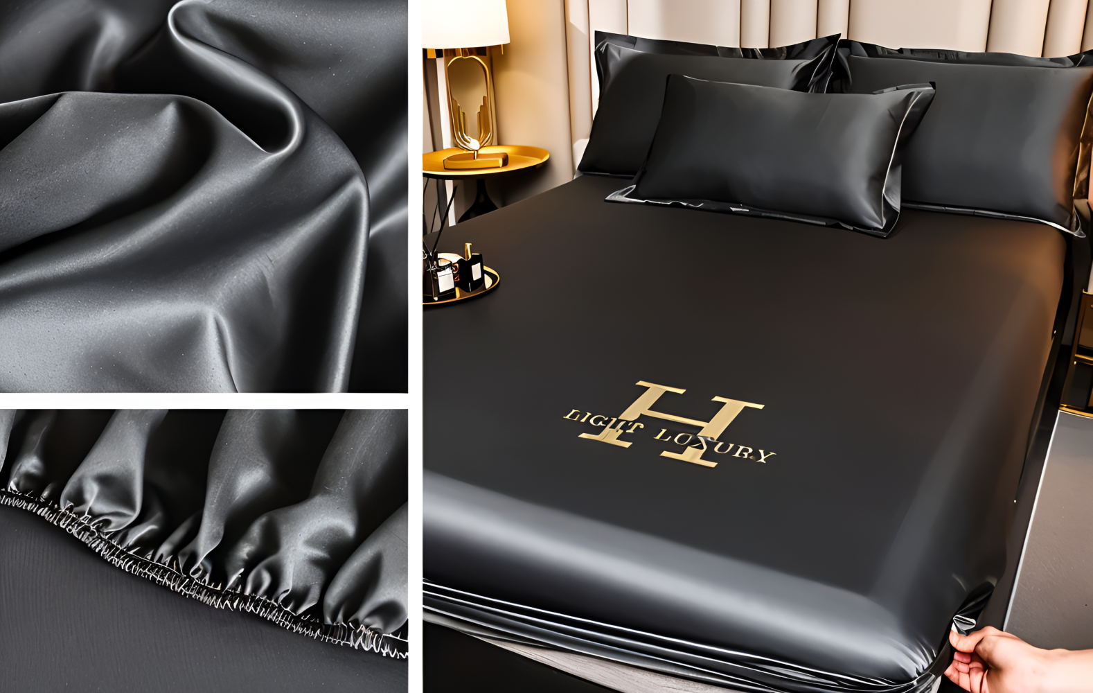 Glänsande Silk Sheets - Andningsbart Satin Spännbettuch - Madrasskydd