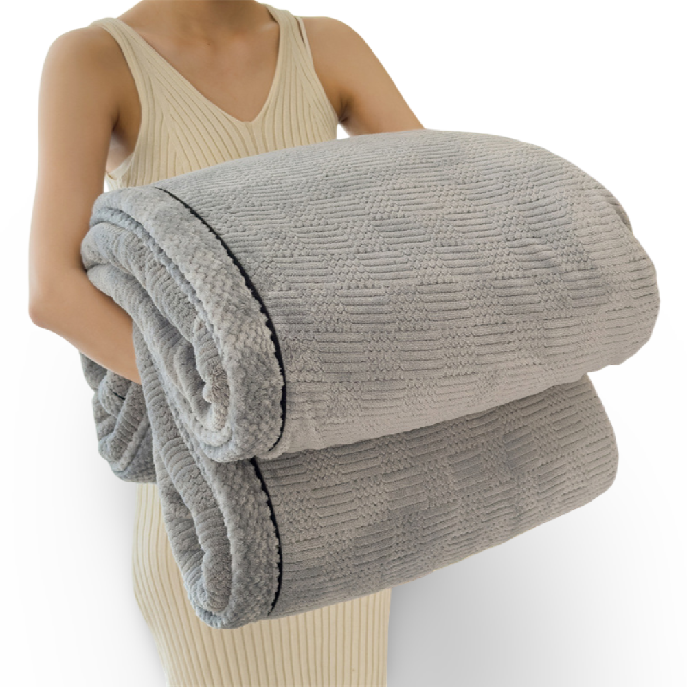 Mjuk Präglad Mysfilt med Elegant Kantdesign - Bekväm, Maskintvättbar Komfort för Heminredning