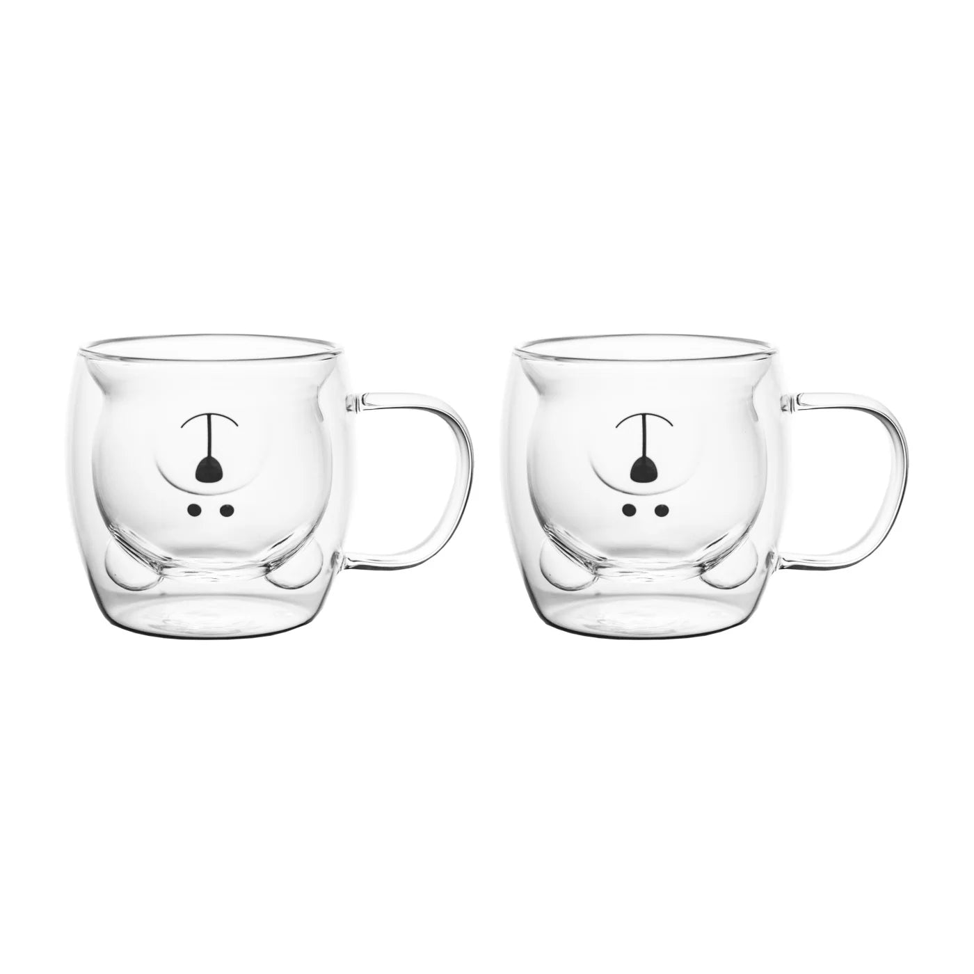 Söt dubbelväggig kaffemugg - borosilikatglas med björnmotiv för iskaffe och mjölkte - 260ml 7
