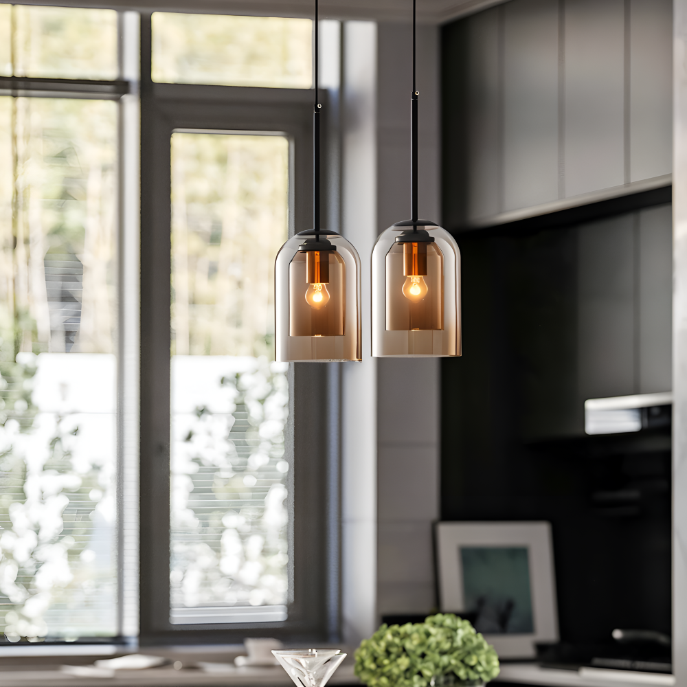 StackGlos Pendellampa - Dubbelglas Skärm Hänglampa - Postmodern belysning