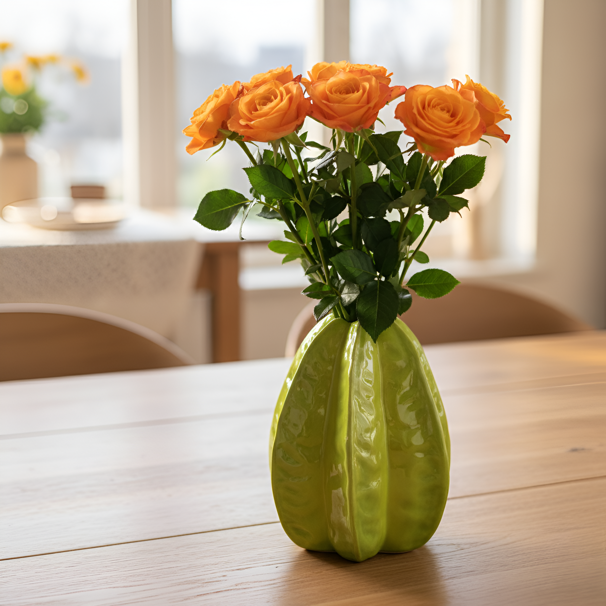 Hantverksmässig Keramisk Stjärnfrukt Blomvas - Slående Dekorativt Inredningsaccessoar