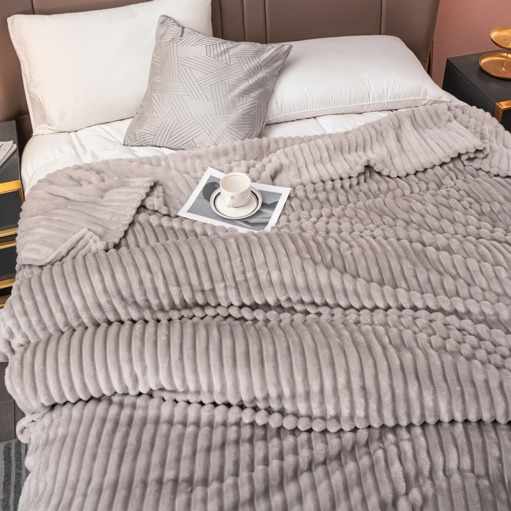 StripyLux Plaid - Mjuk, Andningsaktiv Ribbad Fleecefilt - Tjock Pläd