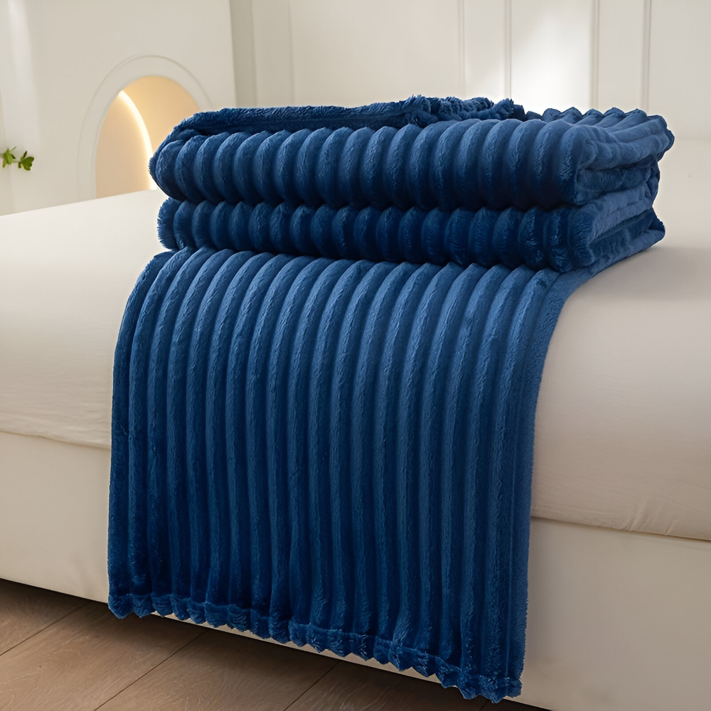 StripyLux Plaid - Mjuk, Andningsaktiv Ribbad Fleecefilt - Tjock Pläd