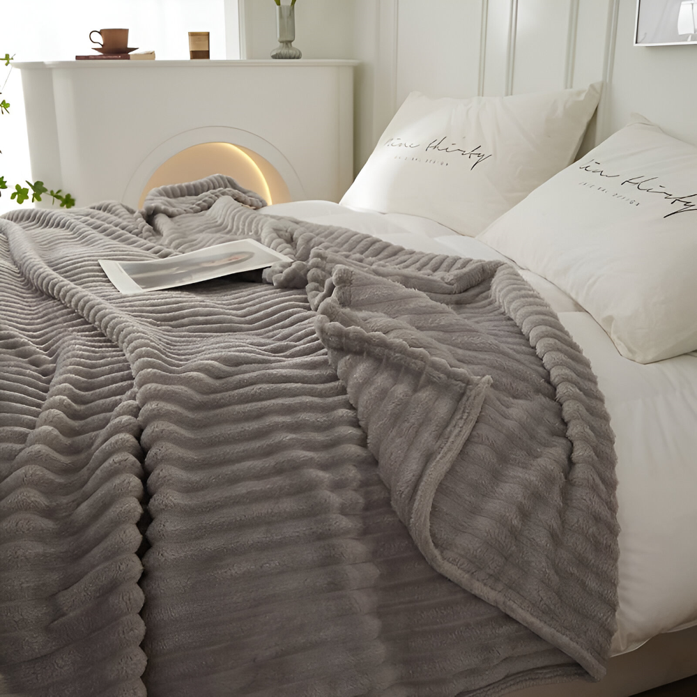 StripyLux Plaid - Mjuk, Andningsaktiv Ribbad Fleecefilt - Tjock Pläd
