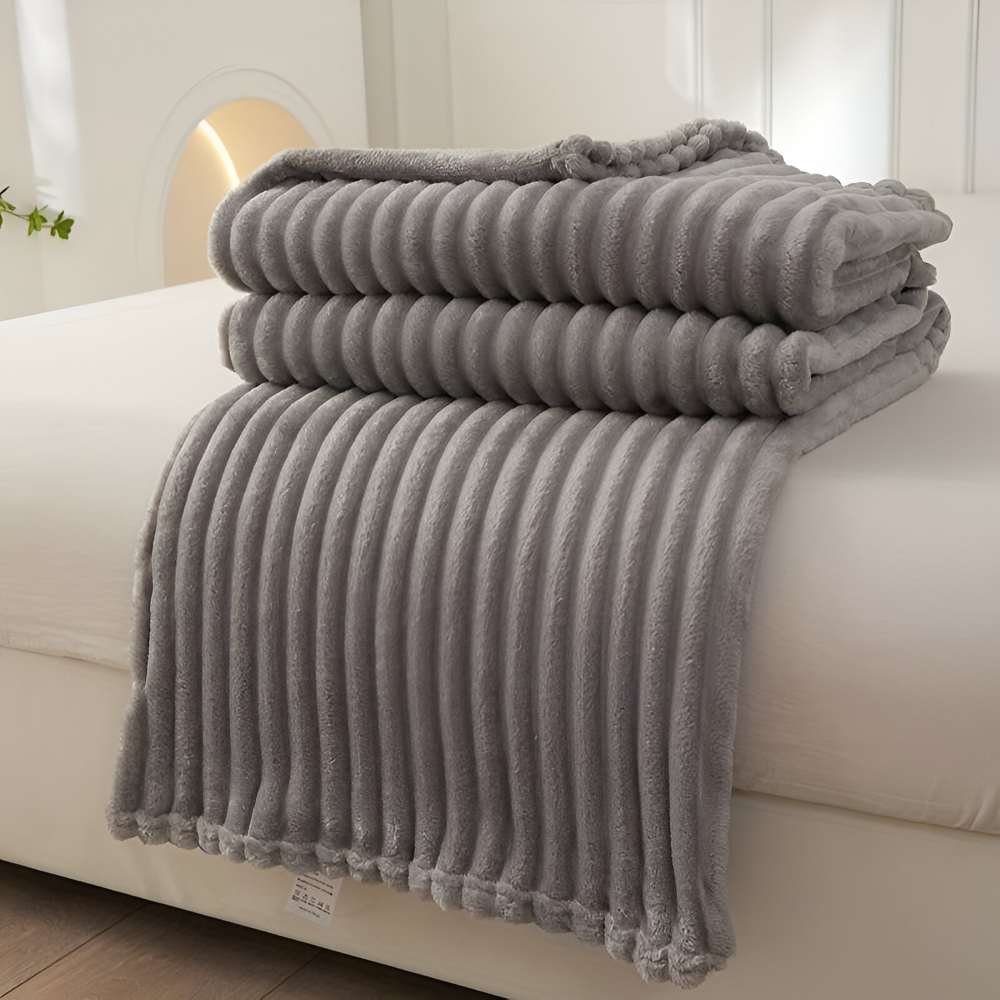 StripyLux Plaid - Mjuk, Andningsaktiv Ribbad Fleecefilt - Tjock Pläd