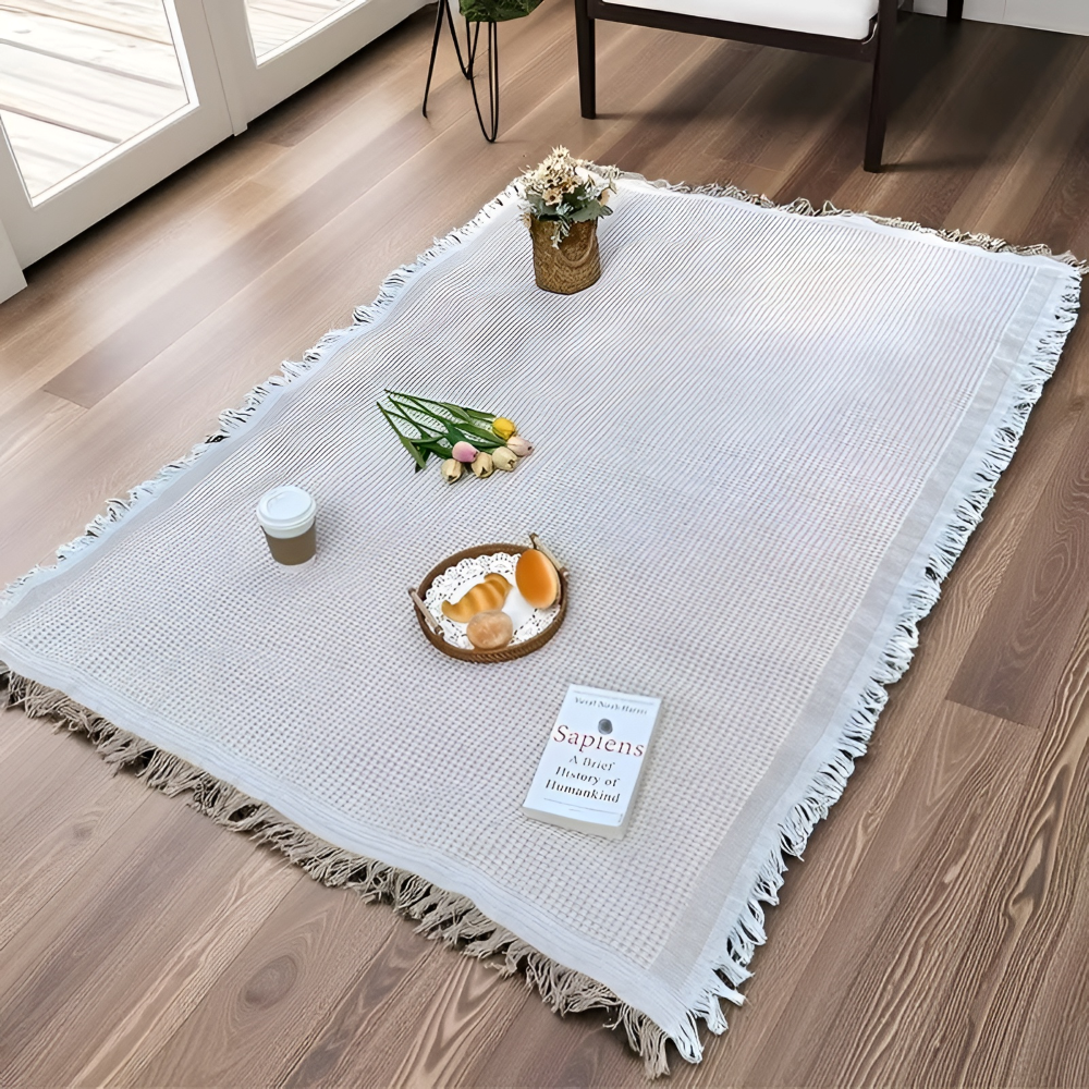 Snygg Picknickfilt 180 x 180 cm – Vattentät och Hopfällbar – Strandmatta och Campingfilt för Utomhusbruk, Kaffevit